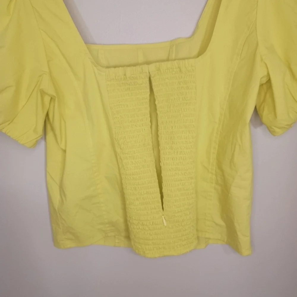 J.Crew Yellow Square Neck Puff Sleeve Top 12 Cotton Corset Milkmaid Blouse